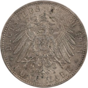 Germany 1911 Bavaria Silver 5 Mark