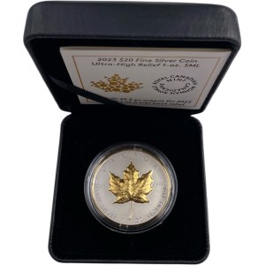 Canada 2023 $20 Pièce d'argent 1oz Feuille d'érable en ultra haut-relief