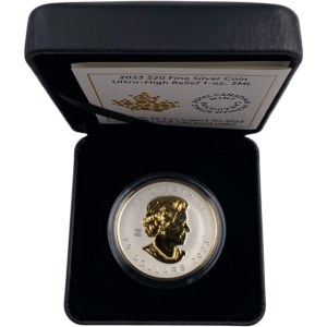 Canada 2023 $20 Pièce d'argent 1oz Feuille d'érable en ultra haut-relief