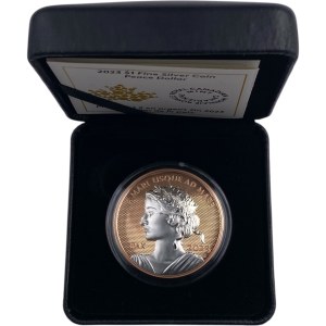 Canada 2023 $1 Peace Dollar placcato in oro rosa, moneta d'argento puro da 1 oz.