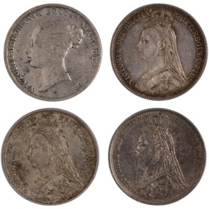Great Britain 1846-1889 Silver 6 Pence (4 pieces)