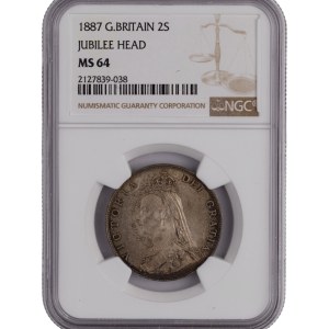 Great Britain 1887 Silver 2 Shilling Jubilee Head