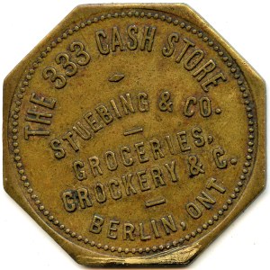 Kanada Berlin Waterloo Co. Ontario. Stuebing &amp; Co. Merchant Token 88-K-A
