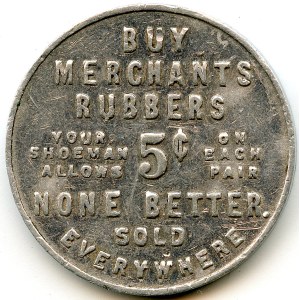 Canada Berlin Waterloo Co. Ontario. Merchant's Rubber. Merchant Token 88-M-E