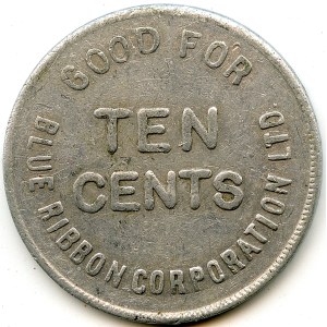 Canada Chatham Kent Co. Ontario. Blue Ribbon Corporation. Jeton de marchand 188-F-Dx