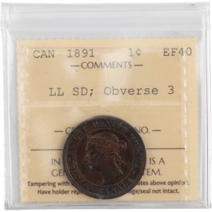 Canada 1891 1 Cent LL SD, Obv. 3