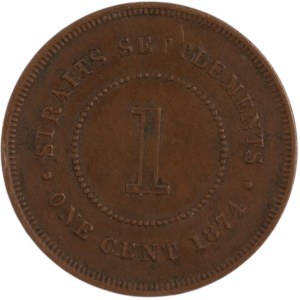 Straits Settlements 1874 1 Cent