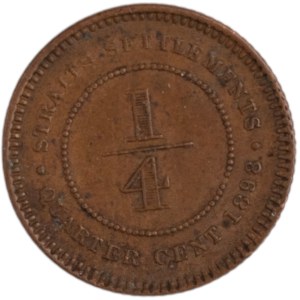 Straits Settlements 1898 1/4 Cent