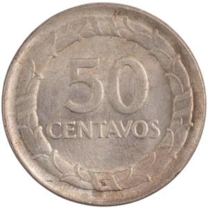 Colombia 1947/6 B Silver 50 Centavos