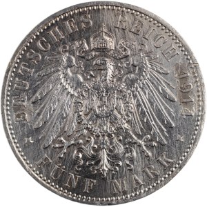 Germany 1914 A Prussia Silver 5 Mark