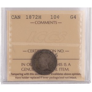 Kanada 1872H Strieborné 10 centov