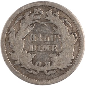 Stati Uniti 1863 Mezza Dime d'Argento Basso Mintage