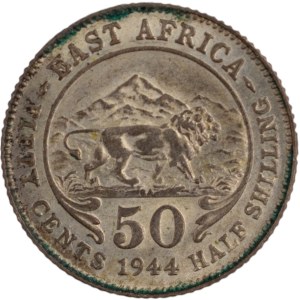 East Africa British 1944 Silver 50 Cents
