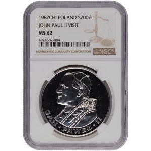 Poland 1982 Silver 200 Złotych John Paul II - Regular Strike