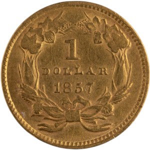United States 1857 $1 Gold Indian Princess Head