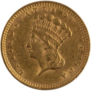 United States 1857 $1 Gold Indian Princess Head