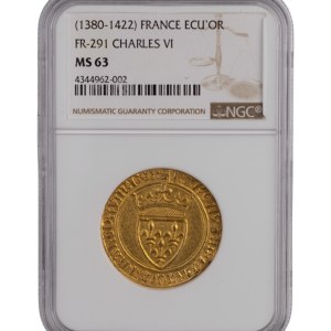 Frankreich 1380-1422 Gold Ecu d'Or Karl VI.