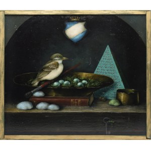 Hanna SOLWAY (ur. 1951), Martwa natura z ptaszkiem, 2001