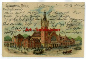 Danzig - Danzig Railway Station - Lithograph