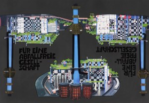 Friedensreich Hundertwasser, FÜR EINE ABFALLFREIE GESELLSCHAFT, 1991.