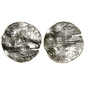 Szwecja, naśladownictwo denara typu long cross z tytulaturą Knuta, po 997