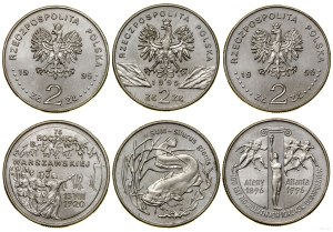 Poland, set: 3 x 2 gold, 1995, Warsaw
