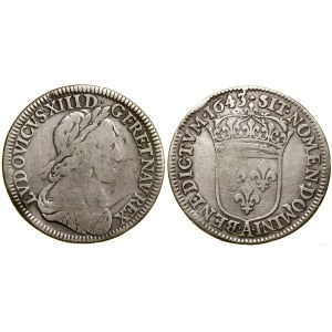 Francja, 1/4 ecu, 1643 A, Paryż