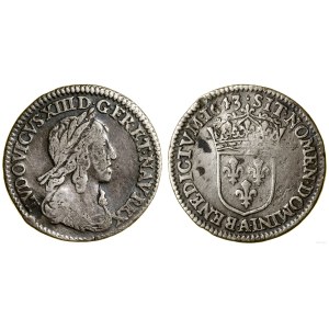Francja, 1/12 ecu au long buste, 1643 A, Paryż