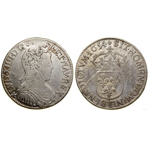 Francja, 1/2 ecu a la mèche longue, 1654 T, Nantes