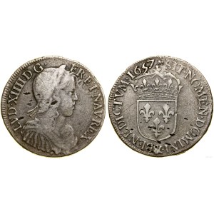 Francja, 1/2 ecu a la mèche longue, 1657 &, Aix