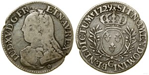 France, 1/5 ecu du Bearn aux 8L, 1729 C, Caen