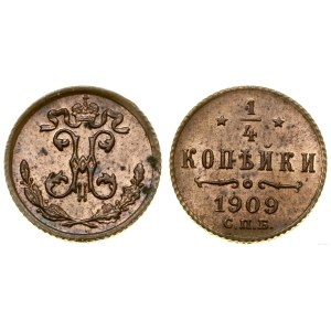 Rosja, 1/4 kopiejki, 1909 СПБ, Petersburg