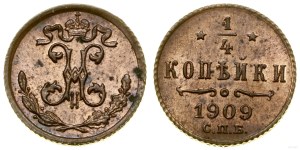 Russia, 1/4 kopecks, 1909 СПБ, St. Petersburg