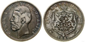 Romania, 5 lei, 1880 B, Bucharest