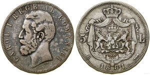 Romania, 5 lei, 1881 B, Bucharest