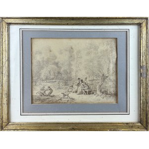 W stylu Jana Piotra Norblina (1745 Misy-Faut-Yonne - 1830 Paryż), Scena w parku