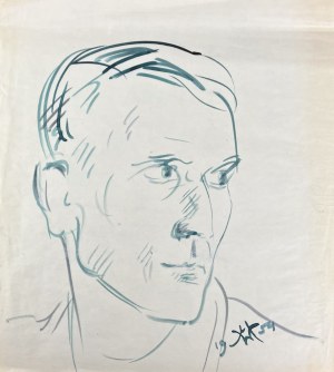 Wlastimil HOFMAN (1881 Karlin - 1970 Szklarska Poreba), Study of a Man's Face (1954)