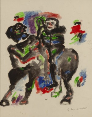 Eugeniusz Markowski (1912 Warsaw - 2007 Warsaw), Two figures with a horse