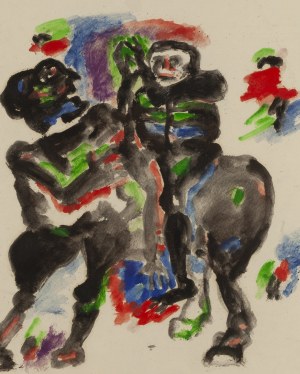 Eugeniusz Markowski (1912 Warsaw - 2007 Warsaw), Two figures with a horse