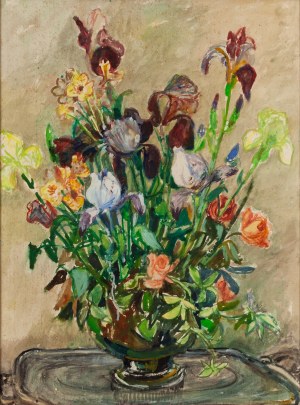 Teresa Tyszkiewicz (Tyszkiewiczowa) (1906 Kraków - 1992 Łódź), Flowers, 1984
