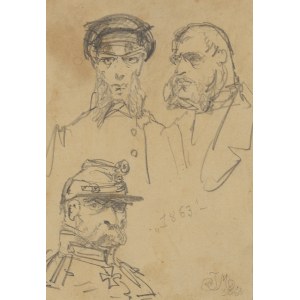 Jan Matejko (1838 Kraków - 1893 Kraków), Szkic trzech portretów