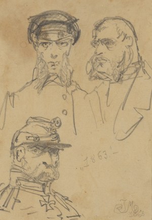 Jan Matejko (1838 Krakow - 1893 Krakow), Sketch of three portraits