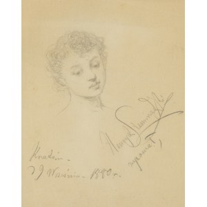 Henryk Siemiradzki (1843 Biełgorod k. Charkowa - 1902 Strzałków), Szkic głowy kobiety, 1880