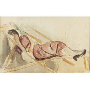 Wojciech Weiss (1875 Leorda, Rumunia - 1950 Kraków), Aneri na leżaku, 1918