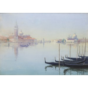 Soter Jaxa Małachowski (1867 Wolanów pod Odessą - 1952 Kraków), Wenecja, widok na kościoły San Giorgio Maggiore i Santa Maria della Salute, 1925