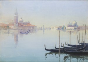 Soter Jaxa Malachowski (1867 Wolanow near Odesa - 1952 Krakow), Venice, view of the churches of San Giorgio Maggiore and Santa Maria della Salute, 1925