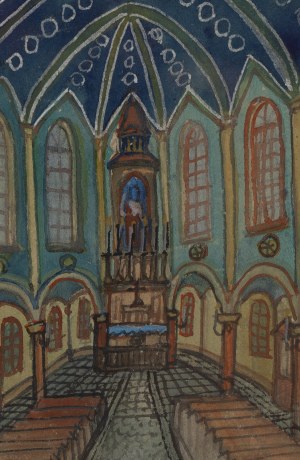 Nikifor Krynicki (1895 Krynica - 1968 Folusz), Interior of the church, 1920s.