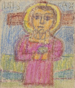 Nikifor Krynicki (1895 Krynica - 1968 Folusz), Saint under the cross, 1960s.