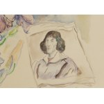 Maja Berezowska (1898 Baranowicze - 1978 Warszawa), Portret Kopernika i kwiaty irysów, 1974