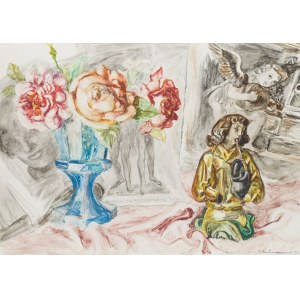 Maja Berezowska (1898 Baranowicze - 1978 Warszawa), Martwa natura z figurką, 1953